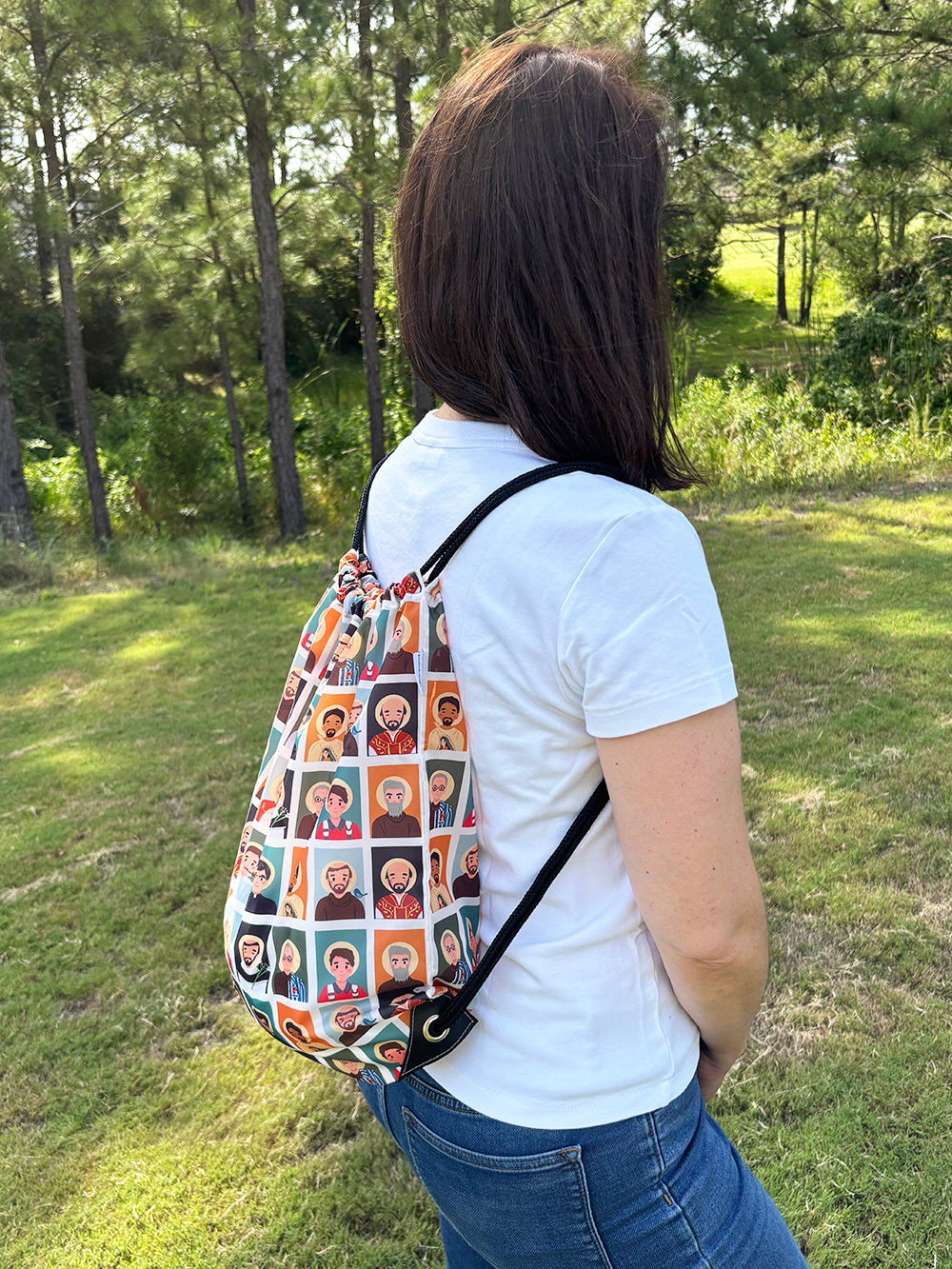 Men Saints Catholic Reusable Drawstring bag | Mass bag | Catholic gift for him