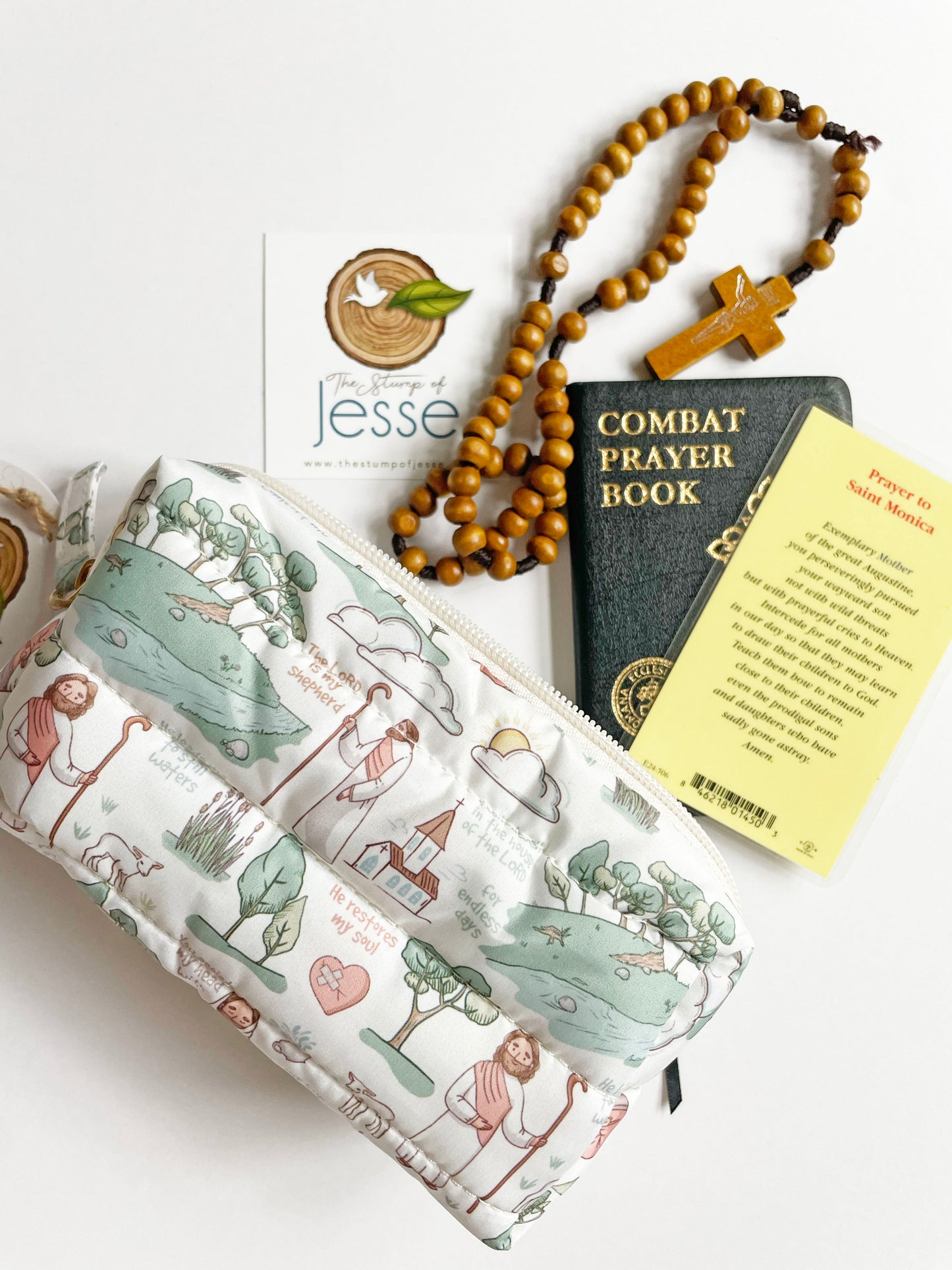 The Good Shepherd light beige puffer pouch