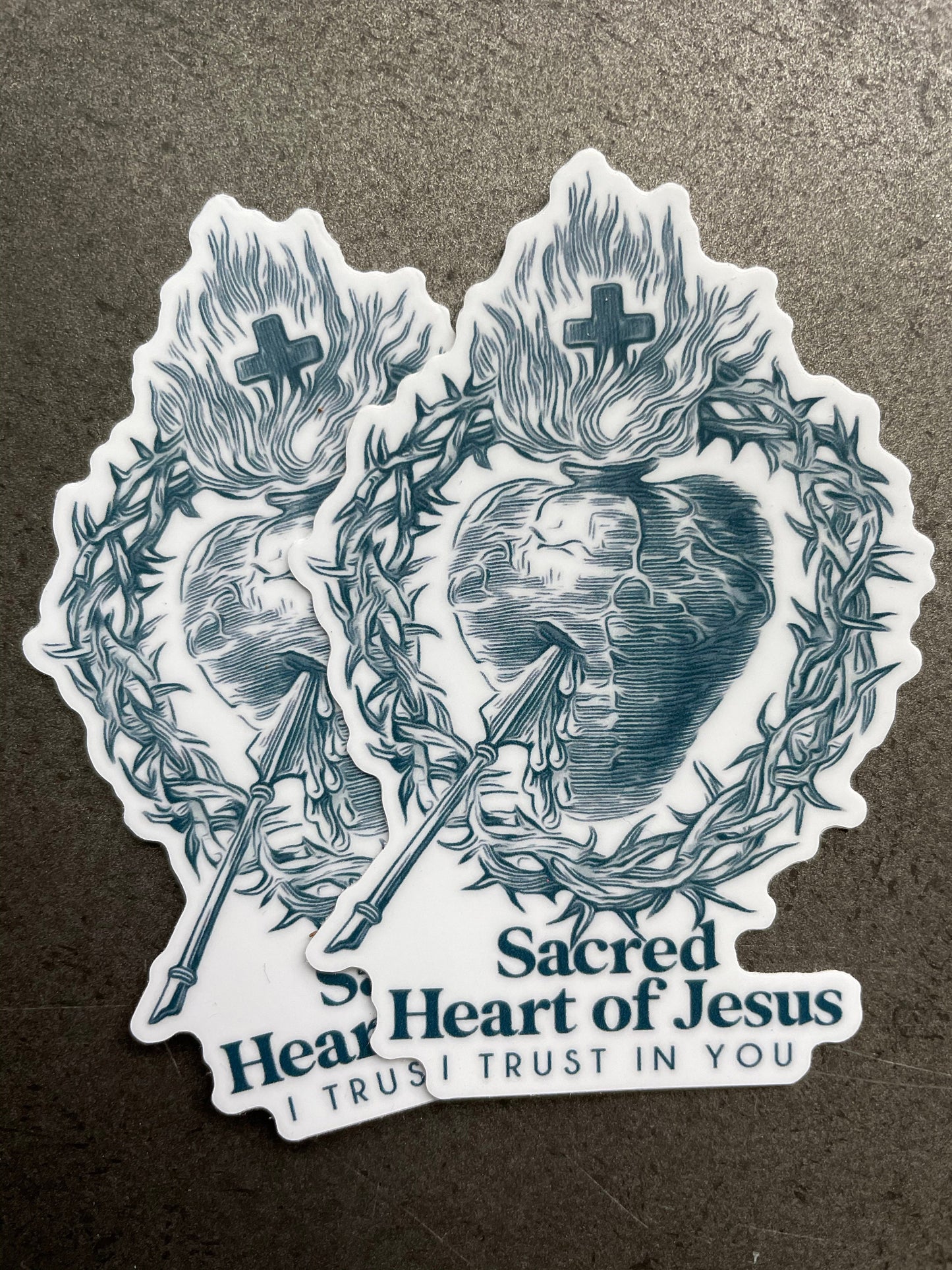 Sacred Heart of Jesus, I trust in You Waterproof Sticker