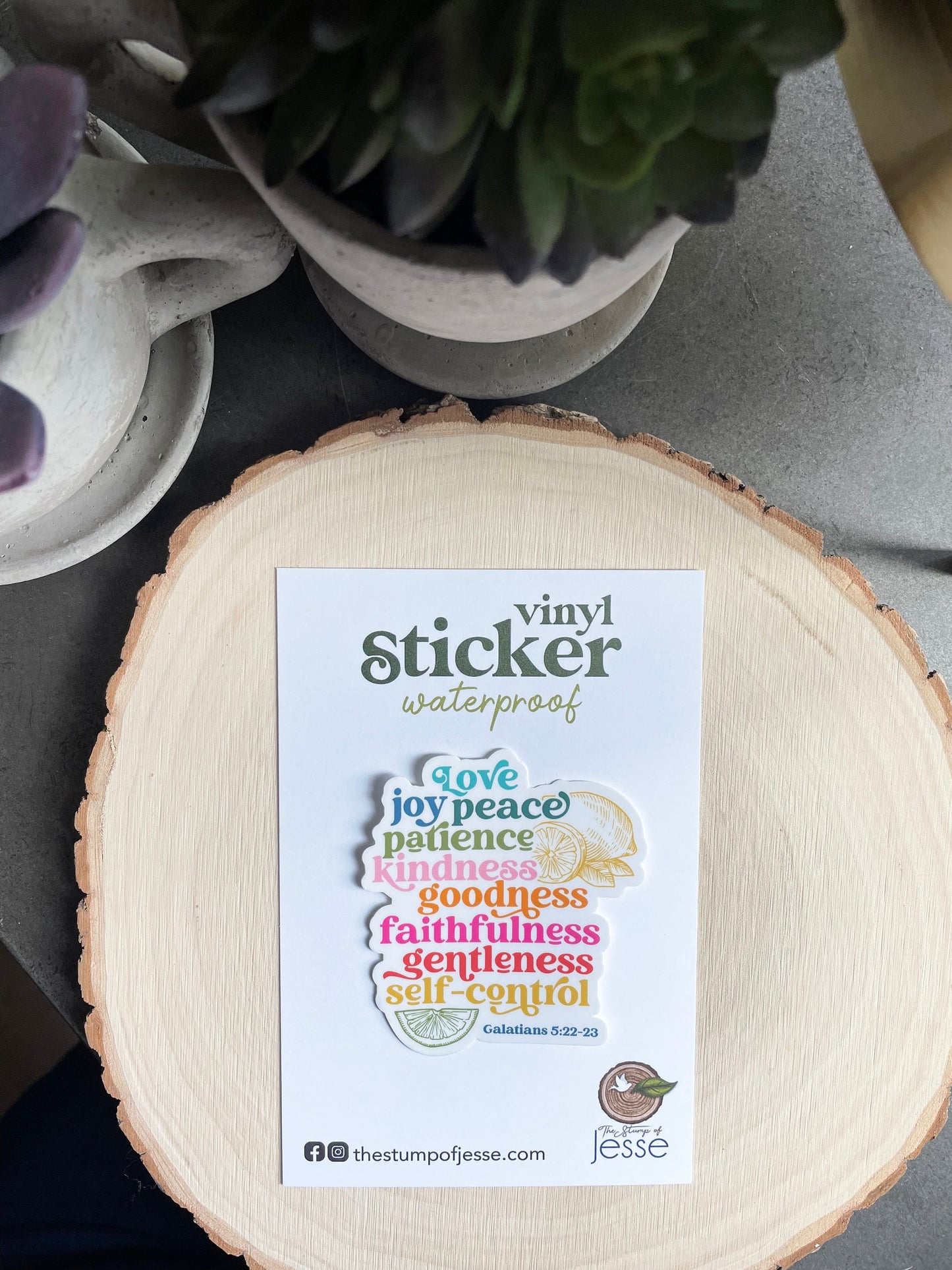 The Fruits of the Holy Spirit Waterproof Sticker Galatians 5:22-23