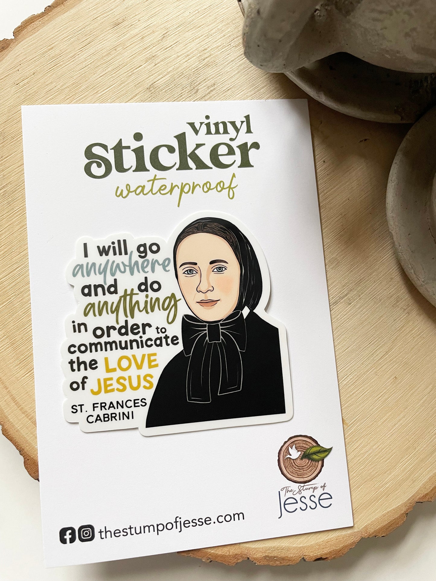 St. Frances Cabrini Waterproof Sticker