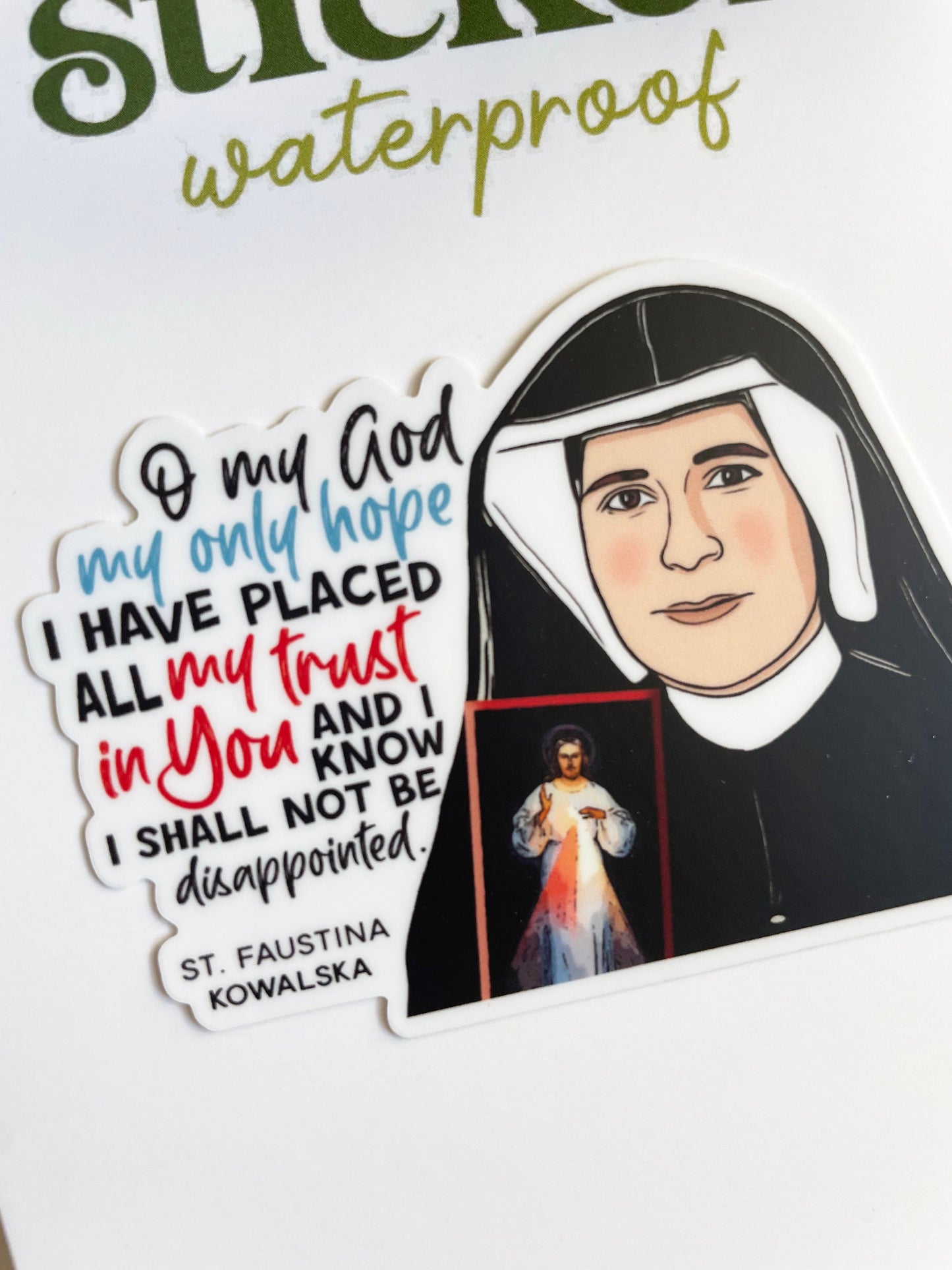 St. Faustina Kowalska Waterproof Sticker