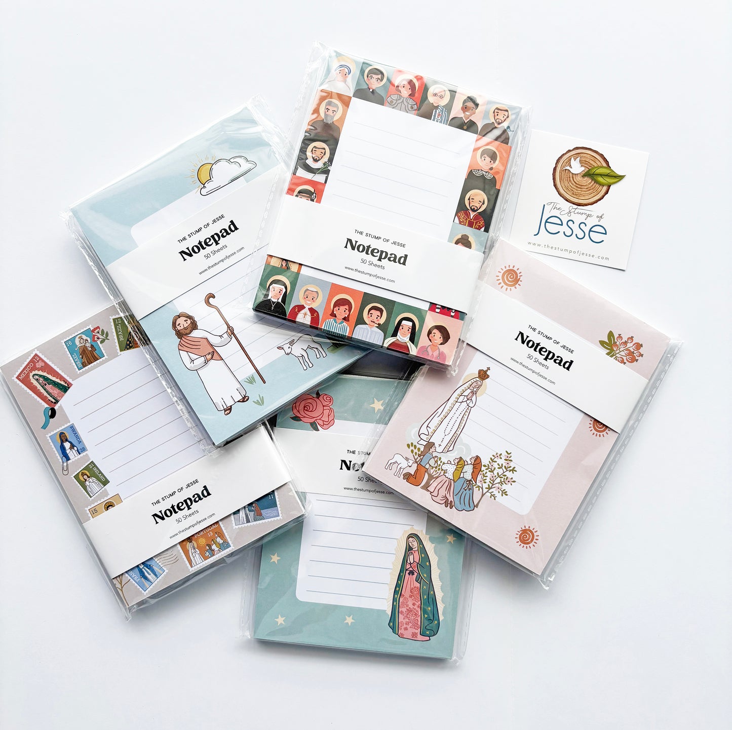 Catholic notepad | The Good Shepherd | Fatima | Guadalupe | Ave Maria Post | Women + Men Saints