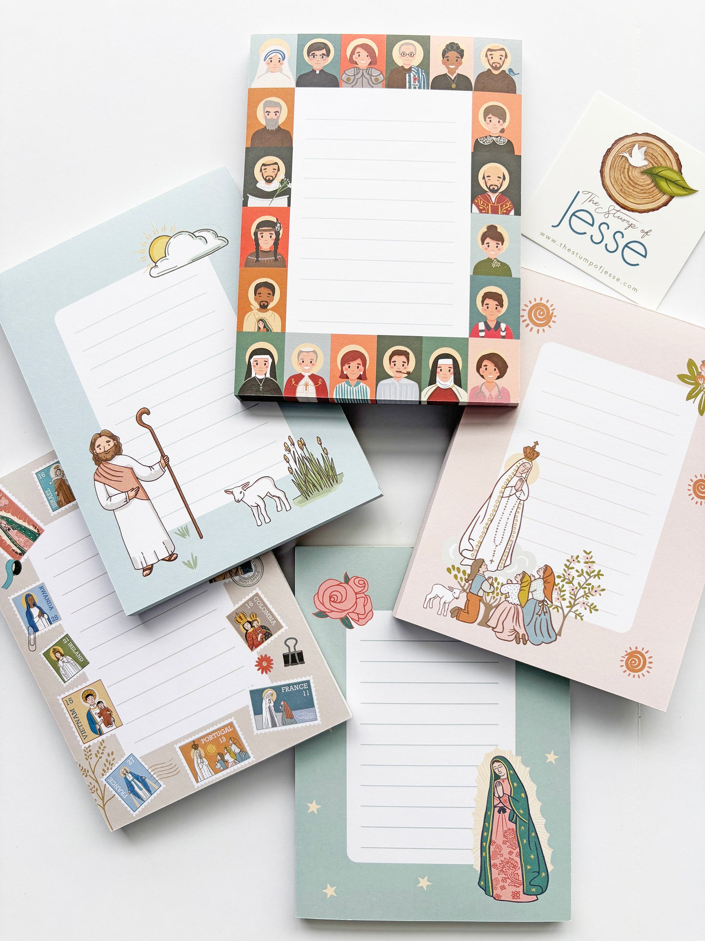 Catholic notepad | The Good Shepherd | Fatima | Guadalupe | Ave Maria Post | Women + Men Saints