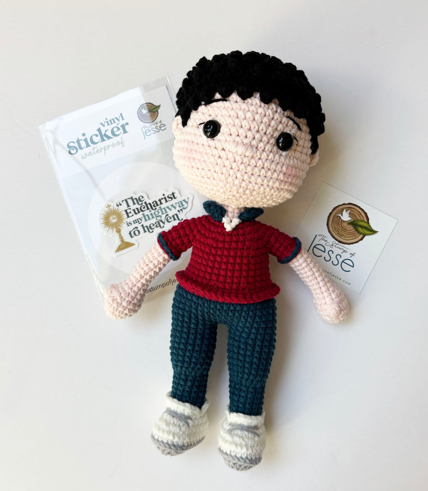 St. Carlo Acutis Crochet Doll