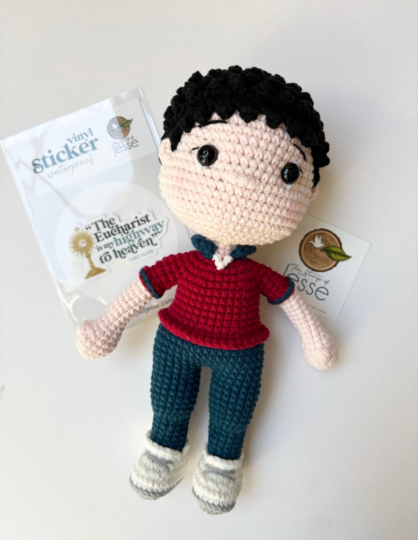 St. Carlo Acutis Crochet Doll