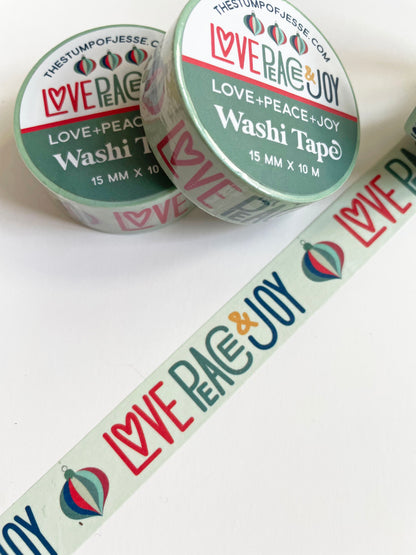 Love Peace Joy Christmas Washi Tape  | 15mm x 10m