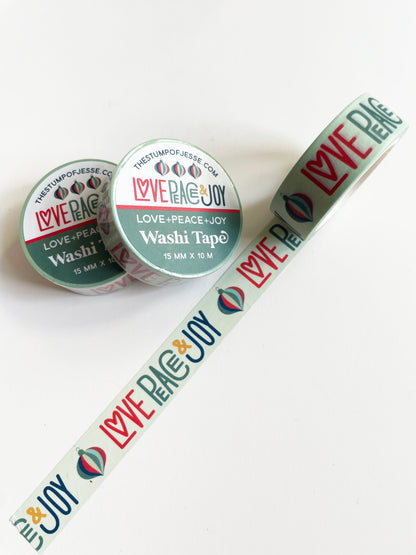 Love Peace Joy Christmas Washi Tape  | 15mm x 10m