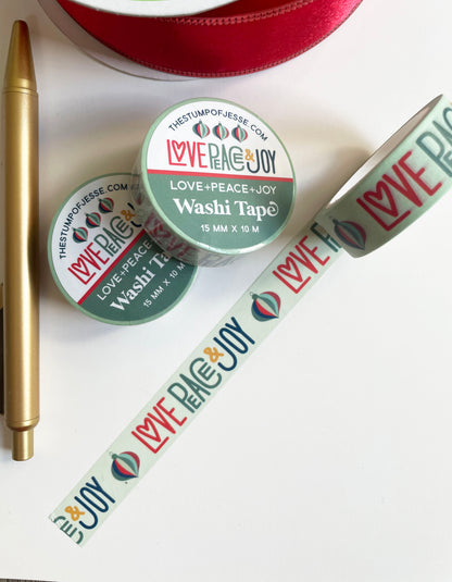 Love Peace Joy Christmas Washi Tape  | 15mm x 10m