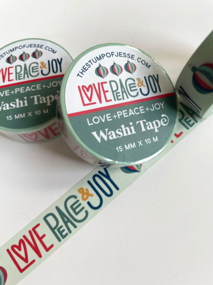 Love Peace Joy Christmas Washi Tape  | 15mm x 10m