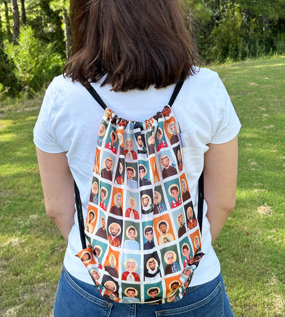 Men Saints Catholic Reusable Drawstring bag | Mass bag | Catholic gift for him