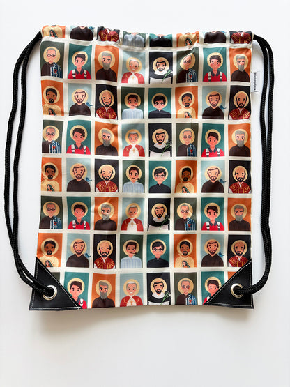 Men Saints Catholic Reusable Drawstring bag | Mass bag | Catholic gift for him