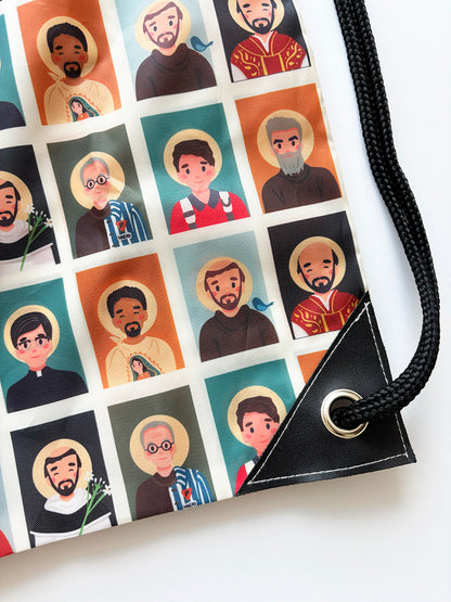 Men Saints Catholic Reusable Drawstring bag | Mass bag | Catholic gift for him
