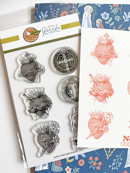 Sacred Hearts and St. Benedict Catholic Clear Stamp Set