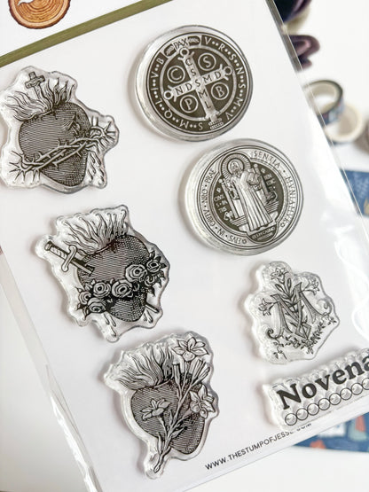Sacred Hearts and St. Benedict Catholic Clear Stamp Set