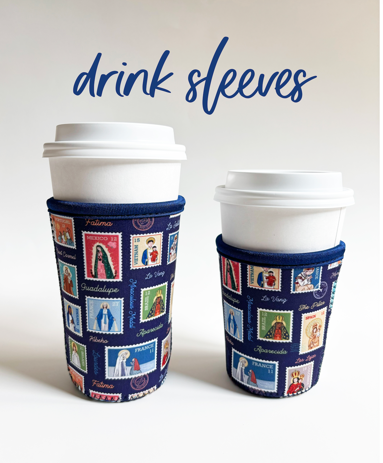 Faith-Inspired Neoprene Drink Sleeve – Ave Maria & Good Shepherd, 16/22oz