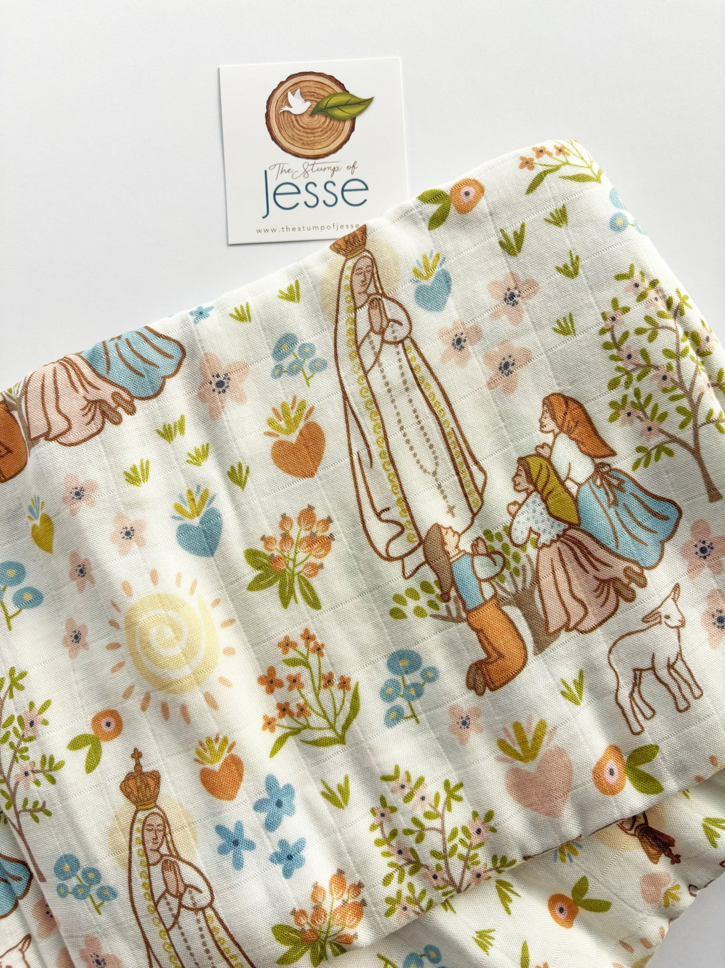 Our Lady of Fatima Muslin Deluxe Swaddle