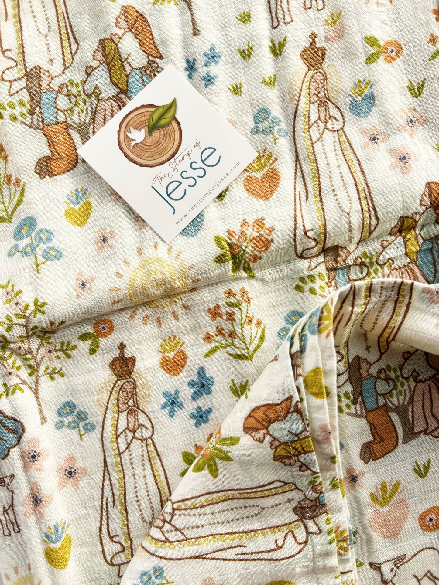 Our Lady of Fatima Muslin Deluxe Swaddle