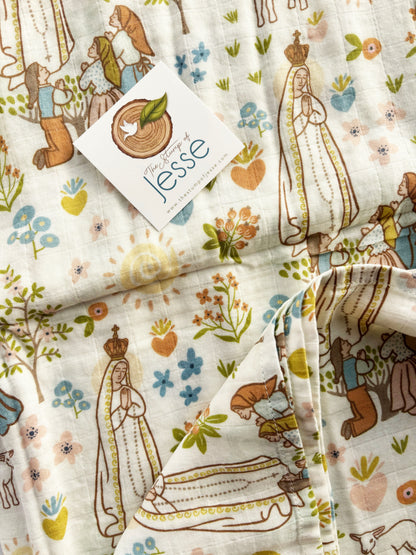 Our Lady of Fatima Muslin Deluxe Swaddle