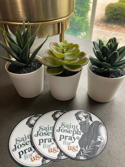 St. Joseph Pray Waterproof Stickers