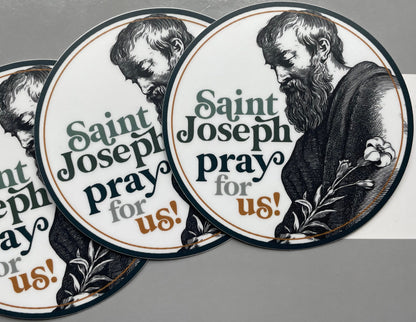 St. Joseph Pray Waterproof Stickers