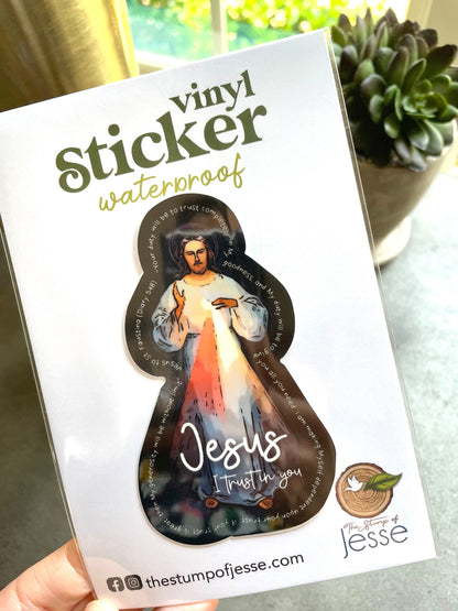 Divine Mercy Jesus Waterproof Sticker | Jesus I trust in You