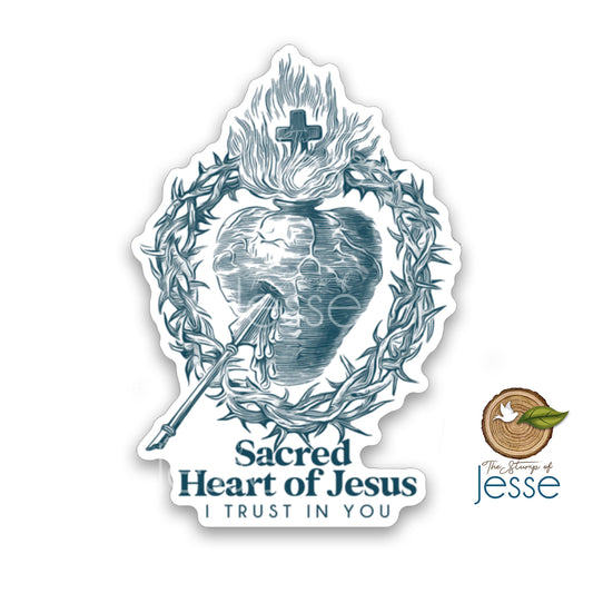 Sacred Heart of Jesus, I trust in You Waterproof Sticker