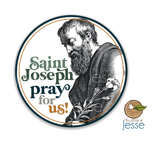 St. Joseph Pray Waterproof Stickers
