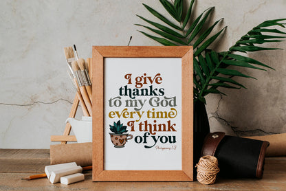 Thank you printable card | digital download | Christian card | Catholic card | Catholic gift | Thanksgiving download | Bible verse