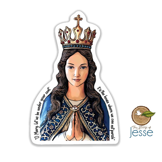 Blessed Virgin Mary Waterproof Sticker | Queen of the Roses