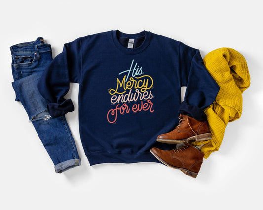 His mercy endures for ever | Unisex Heavy Blend Crewneck Sweatshirt
