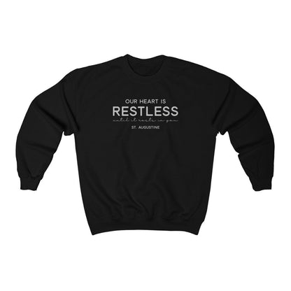 St. Augustine Unisex Heavy Blend Crewneck Sweatshirt | Our heart is restless until it rests in you | Catholic sweatshirt  Catholic gift