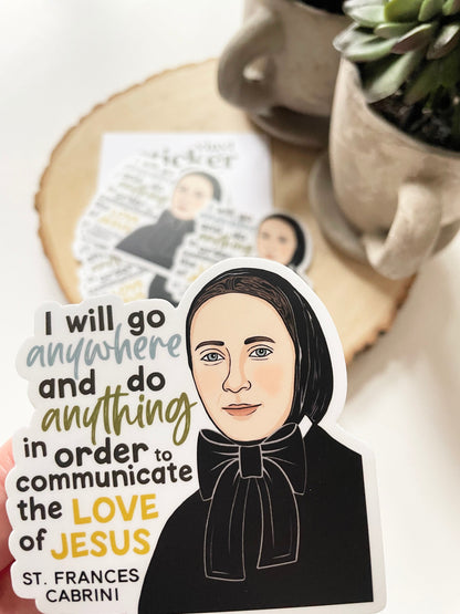 St. Frances Cabrini Waterproof Sticker