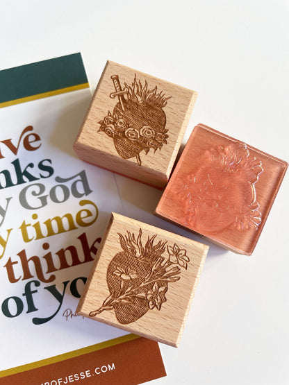 Sacred Heart of Jesus | Immaculate Heart of Mary | Chaste Heart of St. Joseph Rubber Stamps