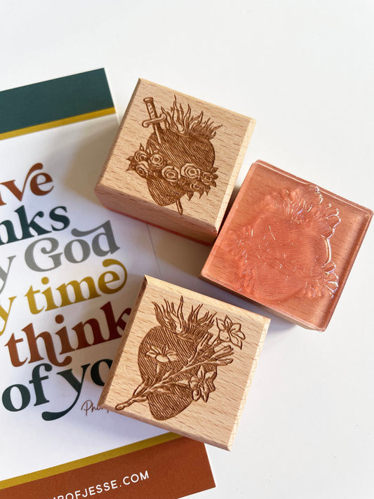 Sacred Heart of Jesus | Immaculate Heart of Mary | Chaste Heart of St. Joseph Rubber Stamps