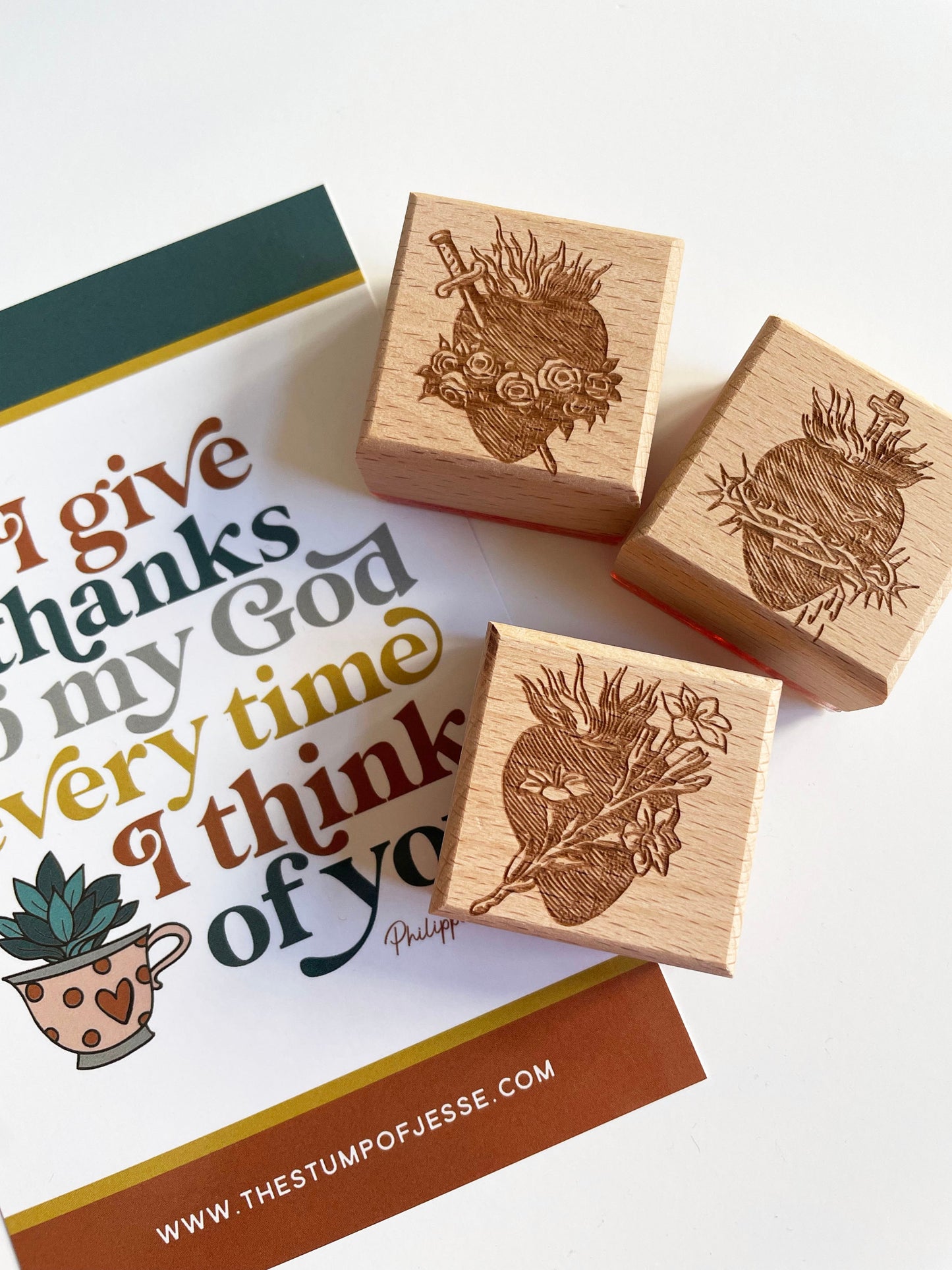 Sacred Heart of Jesus | Immaculate Heart of Mary | Chaste Heart of St. Joseph Rubber Stamps