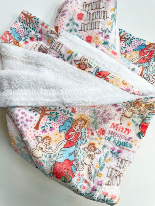 Mary Undoer of Knots Minky Blanket | Catholic gift | Our Lady Undoer of Knots | Maria desatanudos | Baptism | Baby girl | Catholic blanket