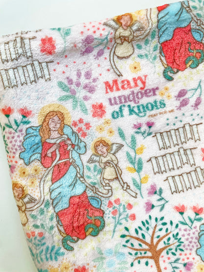 Mary Undoer of Knots Minky Blanket | Catholic gift | Our Lady Undoer of Knots | Maria desatanudos | Baptism | Baby girl | Catholic blanket