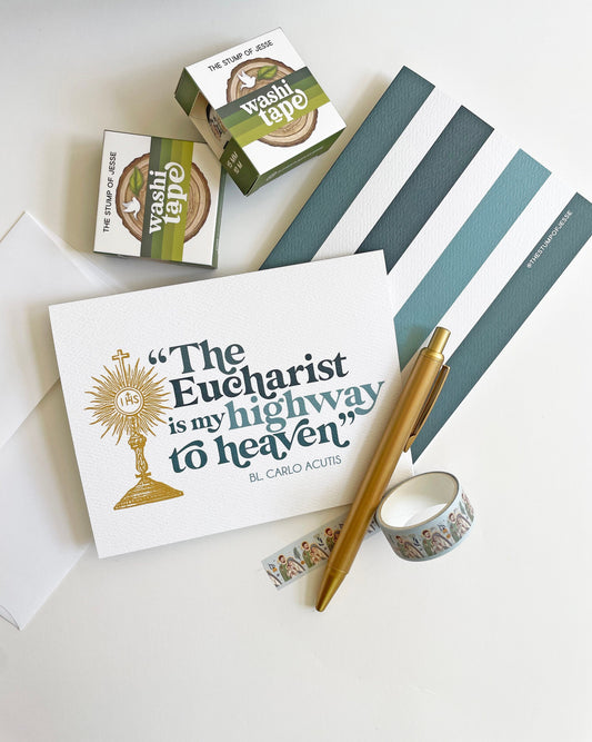 The Eucharist is my Highway to Heaven Greeting Card | Bl. Carlo Acutis | Catholic gift | Catholic card | First Communion | Confirmation gift
