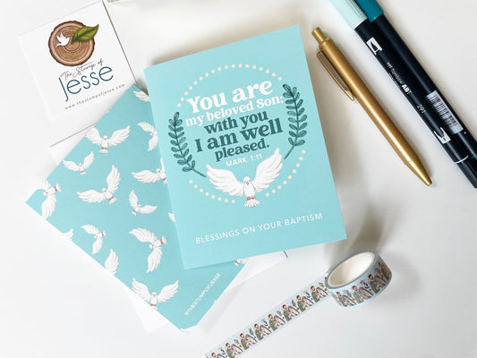 You Are My Beloved Son | Mark 1:11 | Catholic Greeting Card | Baptism Card | Catholic gift | Holy Spirit Card