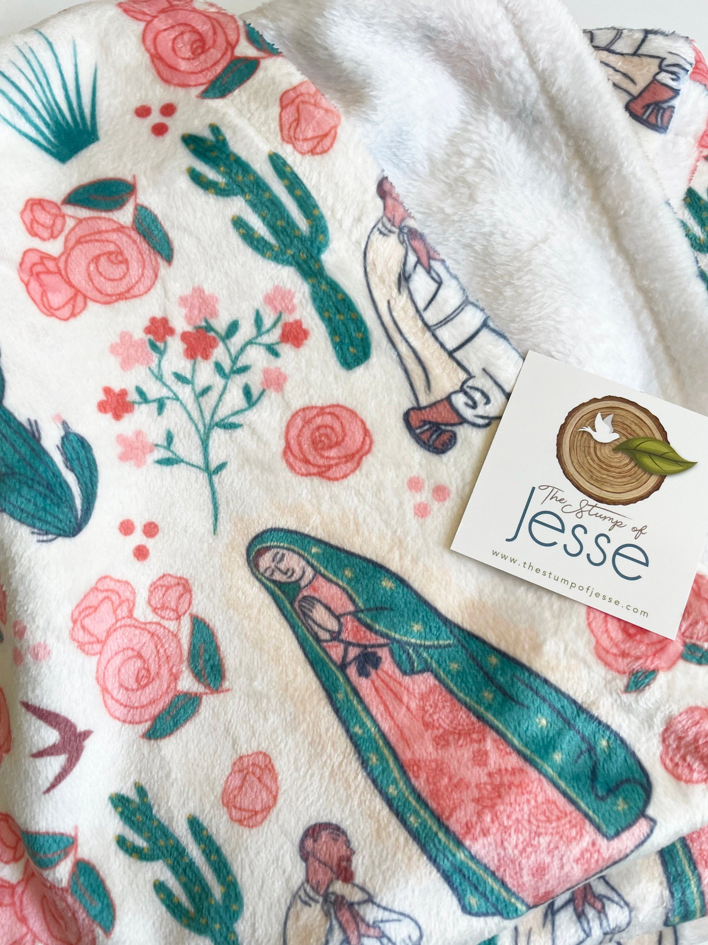 Our Lady of Guadalupe and St. Juan Diego Minky Blanket | Catholic Blanket | Catholic gift for baby girl | Baptism