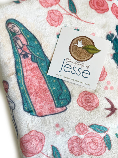 Our Lady of Guadalupe and St. Juan Diego Minky Blanket | Catholic Blanket | Catholic gift for baby girl | Baptism