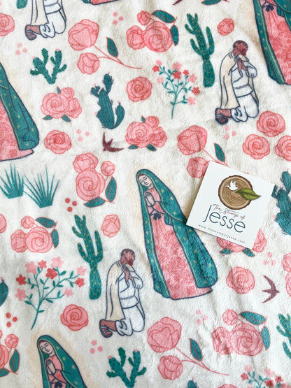 Our Lady of Guadalupe and St. Juan Diego Minky Blanket | Catholic Blanket | Catholic gift for baby girl | Baptism