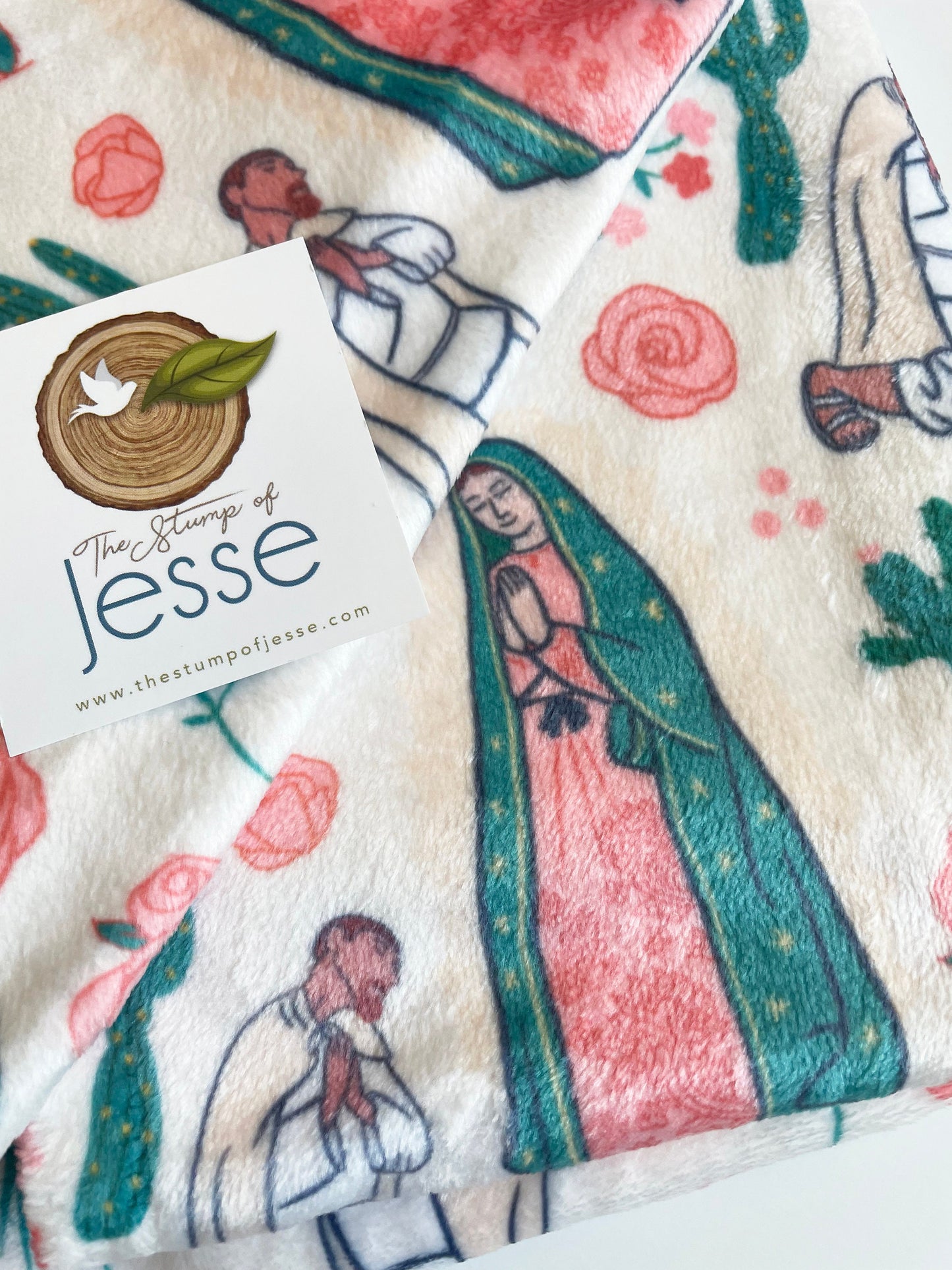 Our Lady of Guadalupe and St. Juan Diego Minky Blanket | Catholic Blanket | Catholic gift for baby girl | Baptism