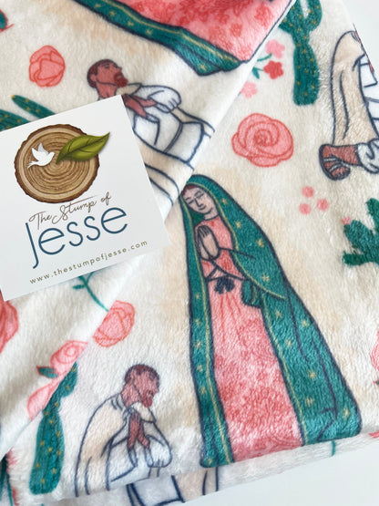Our Lady of Guadalupe and St. Juan Diego Minky Blanket | Catholic Blanket | Catholic gift for baby girl | Baptism