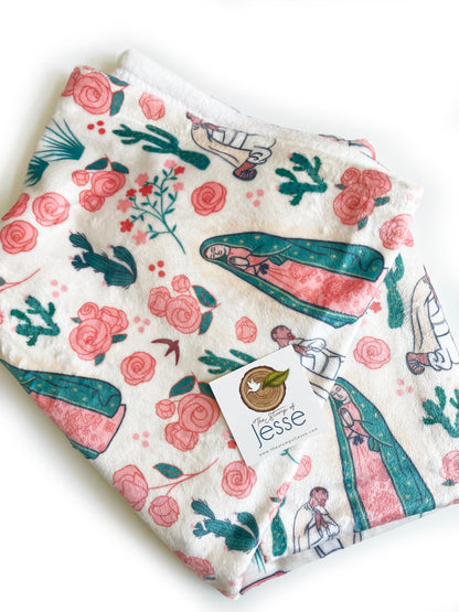 Our Lady of Guadalupe and St. Juan Diego Minky Blanket | Catholic Blanket | Catholic gift for baby girl | Baptism