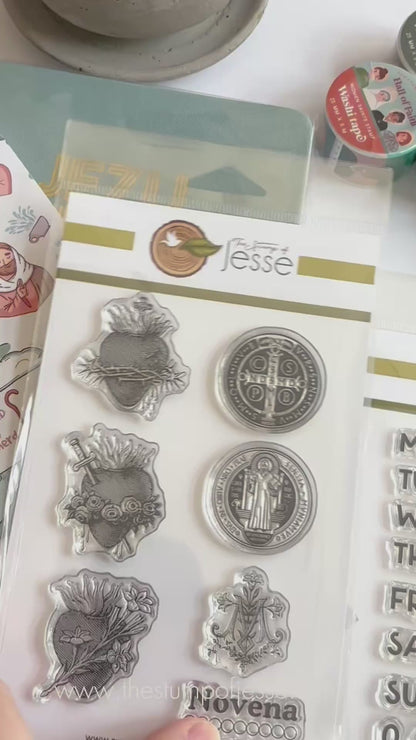 Sacred Hearts and St. Benedict Catholic Clear Stamp Set